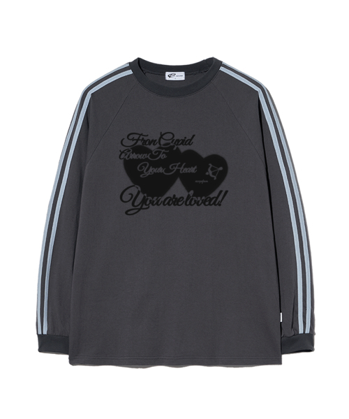 ESCAPEFROM(エスケープフロム)の「ブラーハートテキストプリントトラックロングスリーブチャコール(Tシャツ/カットソー・レディース・その他・MEDIUM/LARGE)」の1枚目の写真