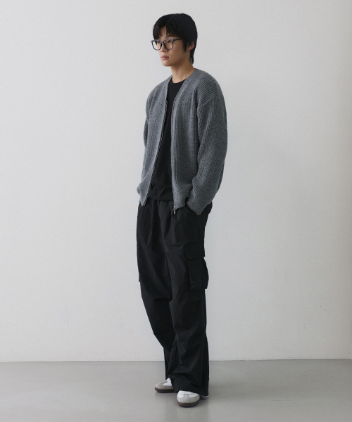 NODU（ノードユー）の「エッセンシャルVネックニットジップアップカーディガン[グレー]（ニット/セーター・メンズ・その他・MEDIUM/LARGE）」の3枚目の写真