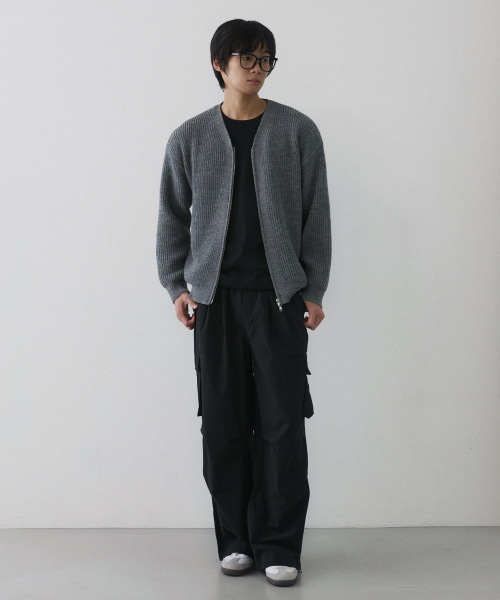 NODU（ノードユー）の「エッセンシャルVネックニットジップアップカーディガン[グレー]（ニット/セーター・メンズ・その他・MEDIUM/LARGE）」の4枚目の写真