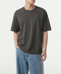 リネンブレンドリラックスクルーネックTシャツ[ガンメタル]