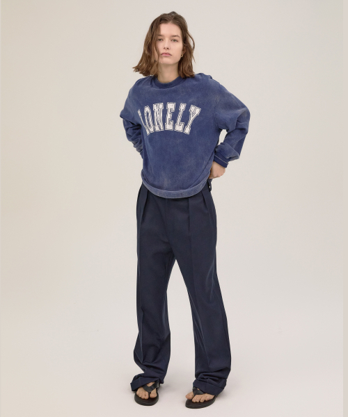 NOHANT(ノアン)の「LONELY/LOVELY SALT WASHING LONG SLEEVE T-SHIRT NAVY(Tシャツ/カットソー・メンズ・ネイビー・SMALL/MEDIUM/LARGE)」の2枚目の写真