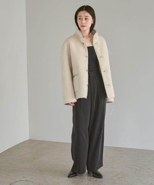 A part by（アパートバイ）の「LANEIGEリバーコート（その他アウター・レディース・ブラック/ライトベージュ・FREE）」の4枚目の写真