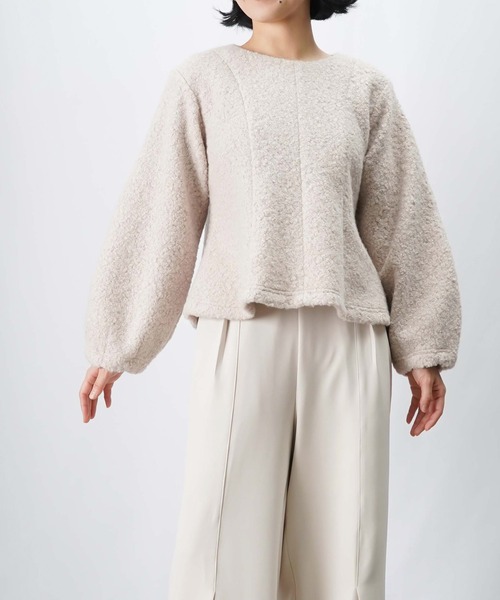 LUCA/LADY LUCK LUCA(ルカ/レディラックルカ)の「LC/LLL ブークレーペプラムトップス(Tシャツ/カットソー・レディース・ベージュ/ブラック・FREE)」の2枚目の写真