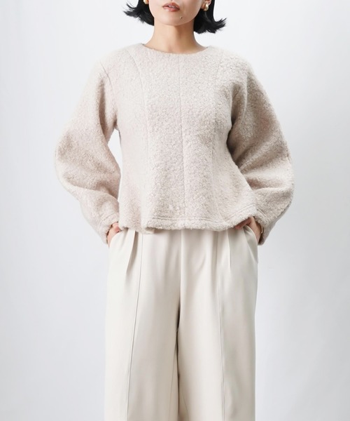 LUCA/LADY LUCK LUCA(ルカ/レディラックルカ)の「LC/LLL ブークレーペプラムトップス(Tシャツ/カットソー・レディース・ベージュ/ブラック・FREE)」の13枚目の写真