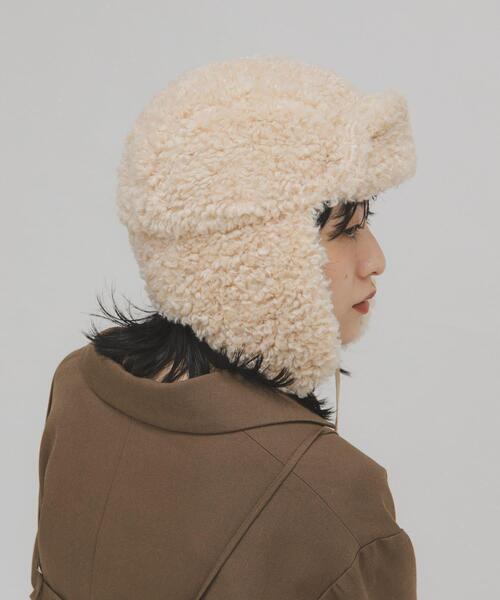 KBF(ケイビーエフ)の「ボアフライトCAP(キャップ・レディース・ベージュ/ブラック・ONE)」の6枚目の写真