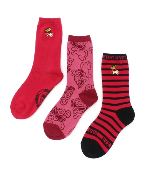 HYSTERIC MINI（ヒステリックミニ）の「BIRTH MINI 3P ソックス（ソックス/靴下・キッズ・ピンク/ブラック/トップグレー・19/22/16/13）」の3枚目の写真