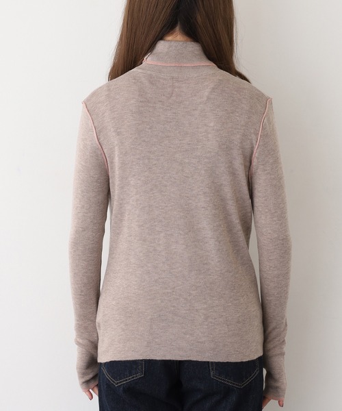 EGLANTINE(エグランティーヌ)の「EGLANTINE ウール混バイカラーラインハイネックニット(ニット/セーター・レディース・チャコールグレー/ブラウン/ライトグリーン/グレイッシュベージュ/ベビーピンク・40)」の8枚目の写真