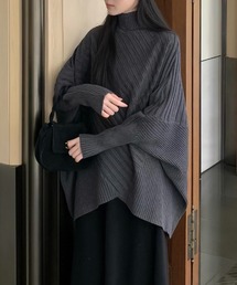 タートルネックドルマンニットプルオーバー