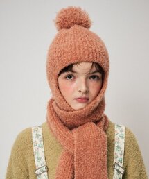 FUN FROM FUN（ファンフロムファン）の「BOUCLE BALACLAVA MUFFLER, APRICOT（ニットキャップ/ビーニー）」