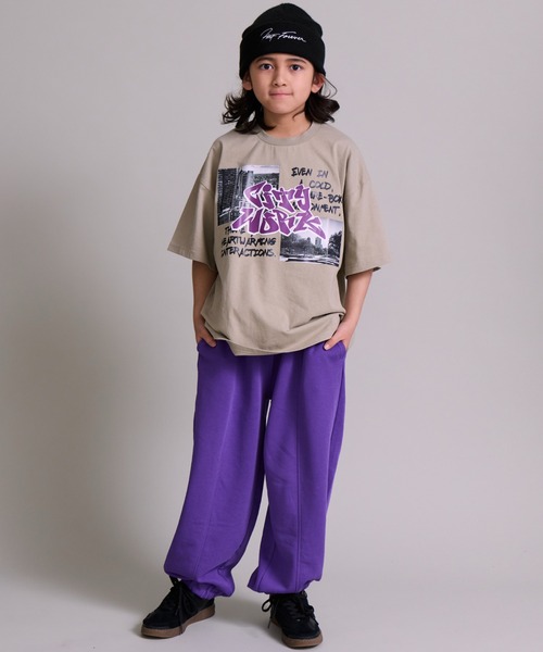 PAIRMANON STREET（ペアマノンストリート）の「裏毛 切替ボリュームスウェットパンツ【PAIRMANON STREET】（スウェットパンツ・キッズ・レッド/グレー/ブラック/パープル・100/110/120/130/140/150/160/90）」の21枚目の写真