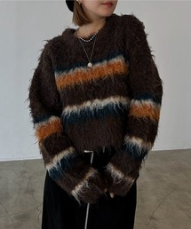 PAGEBOY | シャギーマルチボーダーショートプルオーバー(ニット/セーター)