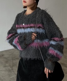 PAGEBOY | シャギーマルチボーダーショートプルオーバー(ニット/セーター)