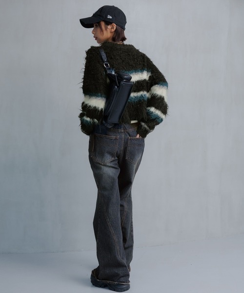 PAGEBOY（ページボーイ）の「シャギーマルチボーダーショートプルオーバー（ニット/セーター・レディース・グレー/ブラック/ブラウン・FREE）」の7枚目の写真