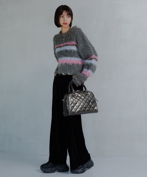 PAGEBOY（ページボーイ）の「シャギーマルチボーダーショートプルオーバー（ニット/セーター・レディース・グレー/ブラック/ブラウン・FREE）」の12枚目の写真