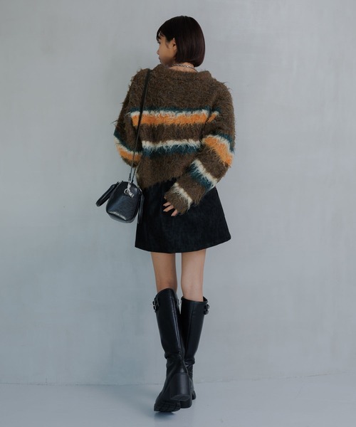 PAGEBOY（ページボーイ）の「シャギーマルチボーダーショートプルオーバー（ニット/セーター・レディース・グレー/ブラック/ブラウン・FREE）」の19枚目の写真