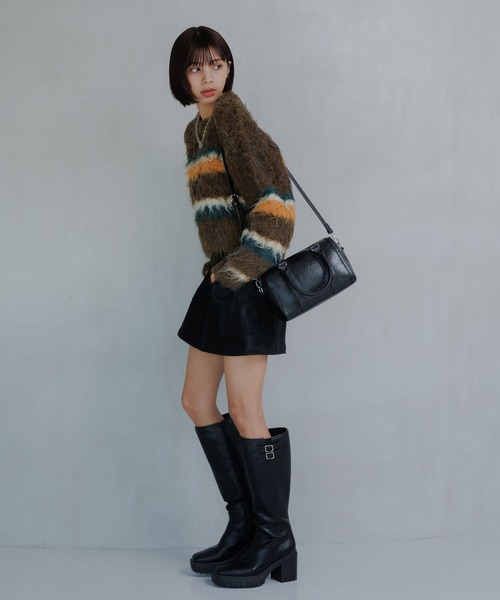 PAGEBOY（ページボーイ）の「シャギーマルチボーダーショートプルオーバー（ニット/セーター・レディース・グレー/ブラック/ブラウン・FREE）」の18枚目の写真