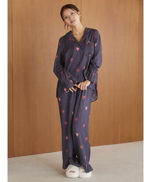 ストロベリー柄ツイルロングパンツ（ルームウェア/パジャマ）｜gelato