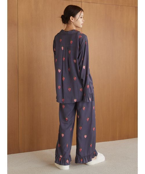ストロベリー柄ツイルロングパンツ（ルームウェア/パジャマ）｜gelato