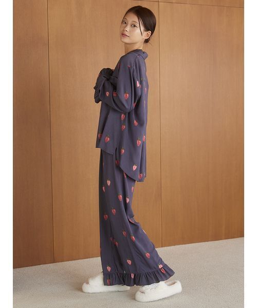 ストロベリー柄ツイルロングパンツ（ルームウェア/パジャマ）｜gelato