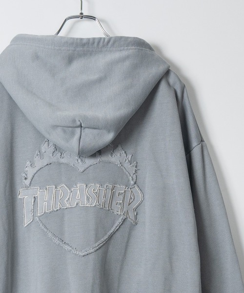 at】〔THRASHER/スラッシャー〕ダメージデニムアップリケ ピグメント
