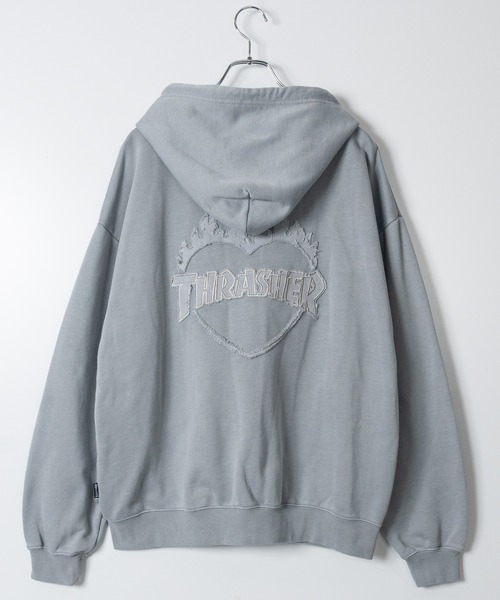 at】〔THRASHER/スラッシャー〕ダメージデニムアップリケ ピグメント