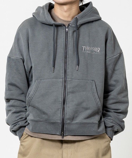 セール】【at】〔THRASHER/スラッシャー〕ダメージデニムアップリケ