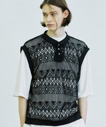 S SY（エスエスワイ）の「crochet rib vest black（ベスト）」
