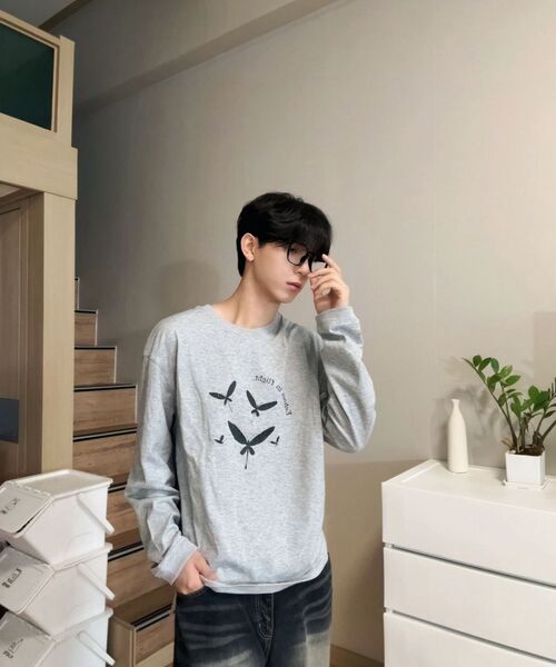 BEGIN202（ビギン202）の「トンボ ロングスリーブ [メランジグレー]（Tシャツ/カットソー・メンズ・その他・1/2/3）」の2枚目の写真