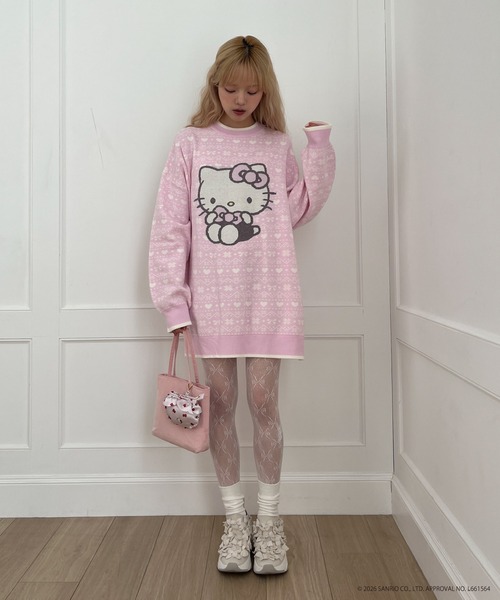 sanrio(サンリオ)の「【HELLO KITTY】BIG NORDIC KNIT(ニット/セーター・レディース・ピンク/レッド/ブルー・FREE)」の9枚目の写真