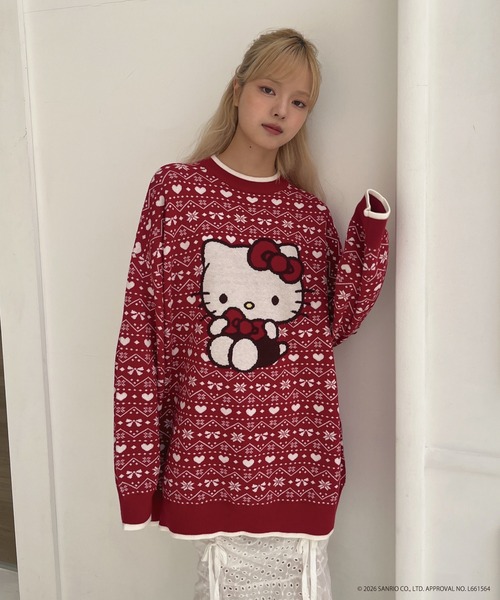 sanrio(サンリオ)の「【HELLO KITTY】BIG NORDIC KNIT(ニット/セーター・レディース・ピンク/レッド/ブルー・FREE)」の21枚目の写真