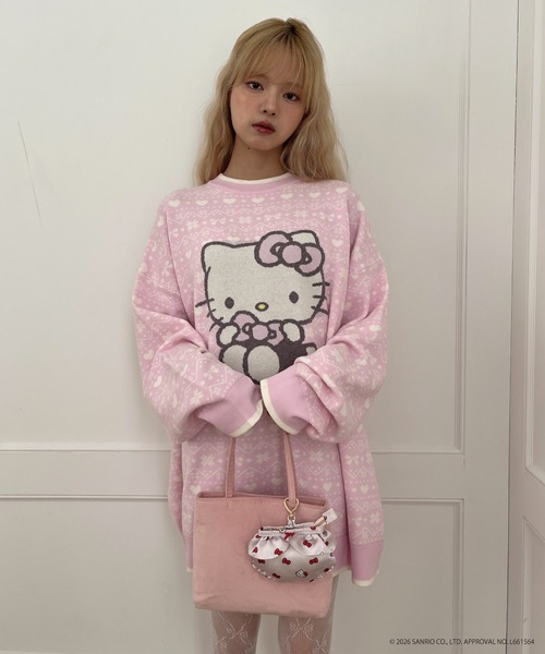 sanrio(サンリオ)の「【HELLO KITTY】BIG NORDIC KNIT(ニット/セーター・レディース・ピンク/レッド/ブルー・FREE)」の4枚目の写真