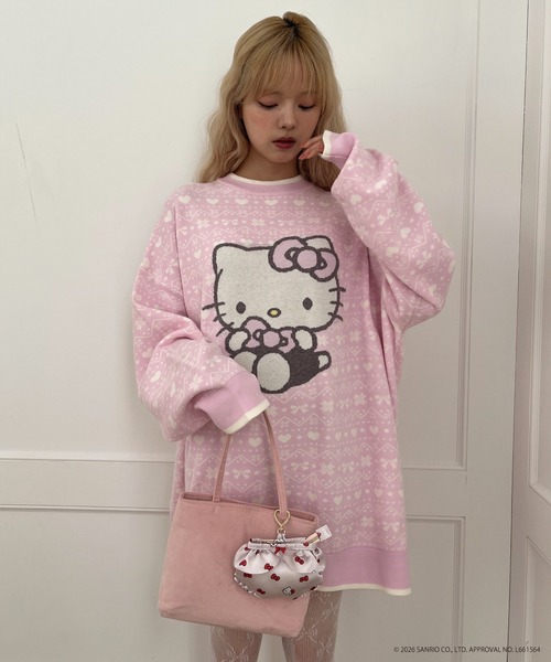 sanrio(サンリオ)の「【HELLO KITTY】BIG NORDIC KNIT(ニット/セーター・レディース・ピンク/レッド/ブルー・FREE)」の6枚目の写真