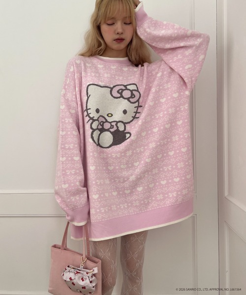 sanrio(サンリオ)の「【HELLO KITTY】BIG NORDIC KNIT(ニット/セーター・レディース・ピンク/レッド/ブルー・FREE)」の7枚目の写真