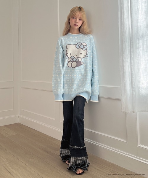 sanrio(サンリオ)の「【HELLO KITTY】BIG NORDIC KNIT(ニット/セーター・レディース・ピンク/レッド/ブルー・FREE)」の15枚目の写真
