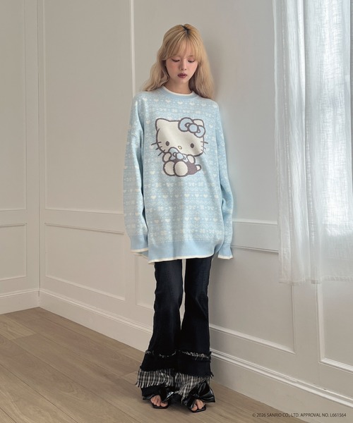 sanrio(サンリオ)の「【HELLO KITTY】BIG NORDIC KNIT(ニット/セーター・レディース・ピンク/レッド/ブルー・FREE)」の16枚目の写真