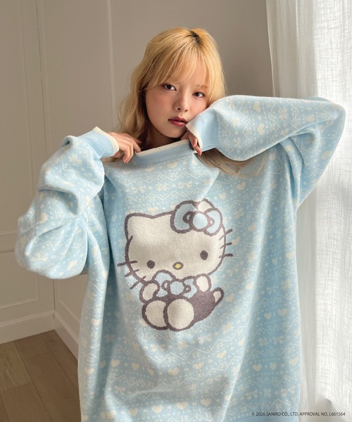sanrio(サンリオ)の「【HELLO KITTY】BIG NORDIC KNIT(ニット/セーター・レディース・ピンク/レッド/ブルー・FREE)」の13枚目の写真