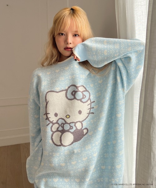 sanrio(サンリオ)の「【HELLO KITTY】BIG NORDIC KNIT(ニット/セーター・レディース・ピンク/レッド/ブルー・FREE)」の14枚目の写真