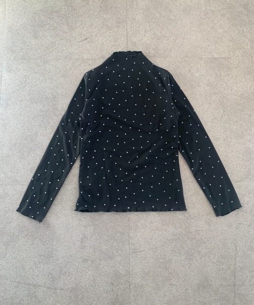 SHEPP(シープ)の「【26年春新作】メロウフリルドットニットソー トップス / ラインストーン カットソー(Tシャツ/カットソー・レディース・ブラック/ホワイト・L/M)」の5枚目の写真