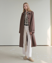 HIDDEN BUTTON TRENCH COAT / BROWN