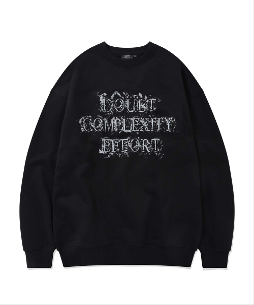 KANEITEI(カネイテイ)の「DISTRESSED DOUBT CREWNECK (BLACK)(スウェット・レディース・ブラック・MEDIUM/LARGE/X-LARGE)」の1枚目の写真