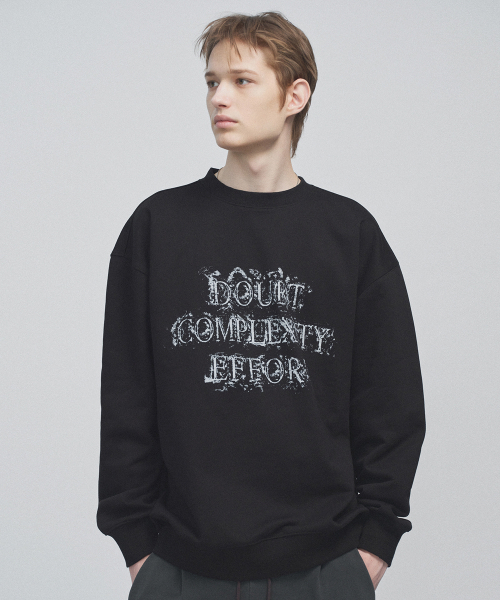 KANEITEI(カネイテイ)の「DISTRESSED DOUBT CREWNECK (BLACK)(スウェット・レディース・ブラック・MEDIUM/LARGE/X-LARGE)」の2枚目の写真