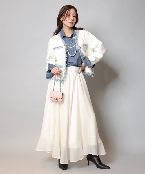 Apuweiser-riche(アプワイザーリッシェ)の「MIXブレードニットジャケット(ニット/セーター・レディース・ホワイト系その他/ピンク/ネイビー/ホワイト・1/2)」の8枚目の写真