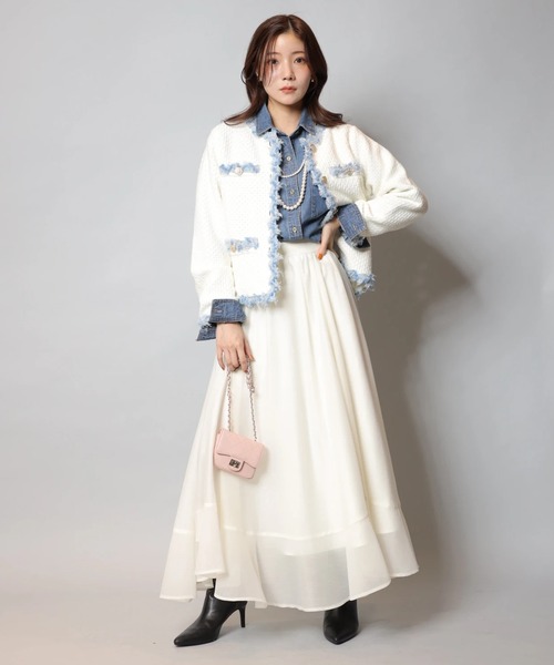 Apuweiser-riche(アプワイザーリッシェ)の「MIXブレードニットジャケット(ニット/セーター・レディース・ホワイト系その他/ピンク/ネイビー/ホワイト・1/2)」の9枚目の写真