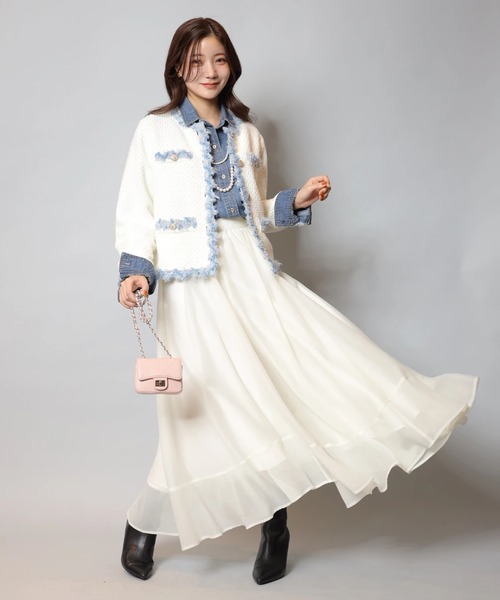 Apuweiser-riche(アプワイザーリッシェ)の「MIXブレードニットジャケット(ニット/セーター・レディース・ホワイト系その他/ピンク/ネイビー/ホワイト・1/2)」の11枚目の写真