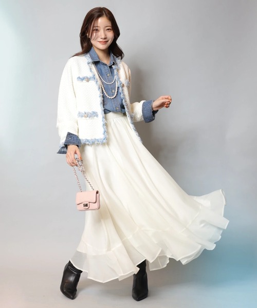 Apuweiser-riche(アプワイザーリッシェ)の「MIXブレードニットジャケット(ニット/セーター・レディース・ホワイト系その他/ピンク/ネイビー/ホワイト・1/2)」の14枚目の写真