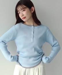 earth music&ecology（アースミュージックアンドエコロジー）の「【2026SS】バイカラーヘンリーネックニットプルオーバー（ニット/セーター）」