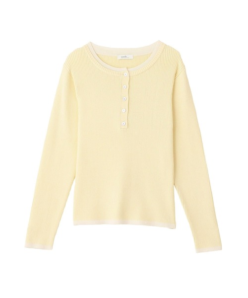 earth music&ecology（アースミュージックアンドエコロジー）の「【2026SS】バイカラーヘンリーネックニットプルオーバー（ニット/セーター・レディース・ライトイエロー/サックスブルー/グレー/ネイビー・FREE）」の18枚目の写真