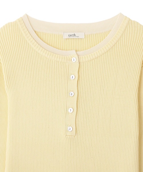 earth music&ecology（アースミュージックアンドエコロジー）の「【2026SS】バイカラーヘンリーネックニットプルオーバー（ニット/セーター・レディース・ライトイエロー/サックスブルー/グレー/ネイビー・FREE）」の20枚目の写真
