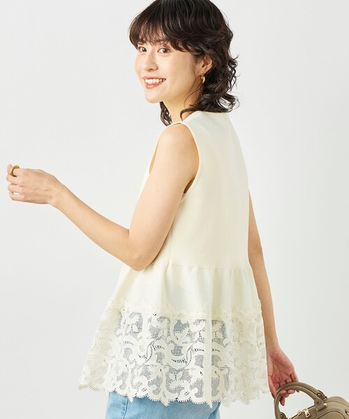 NOLLEY’S（ノーリーズ）の「《手洗い可能》レース付きペプラムベスト（ベスト・レディース・ブラック/アイボリー/ネイビー・38）」の7枚目の写真