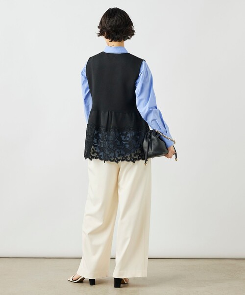 NOLLEY’S（ノーリーズ）の「《手洗い可能》レース付きペプラムベスト（ベスト・レディース・ブラック/アイボリー/ネイビー・38）」の16枚目の写真